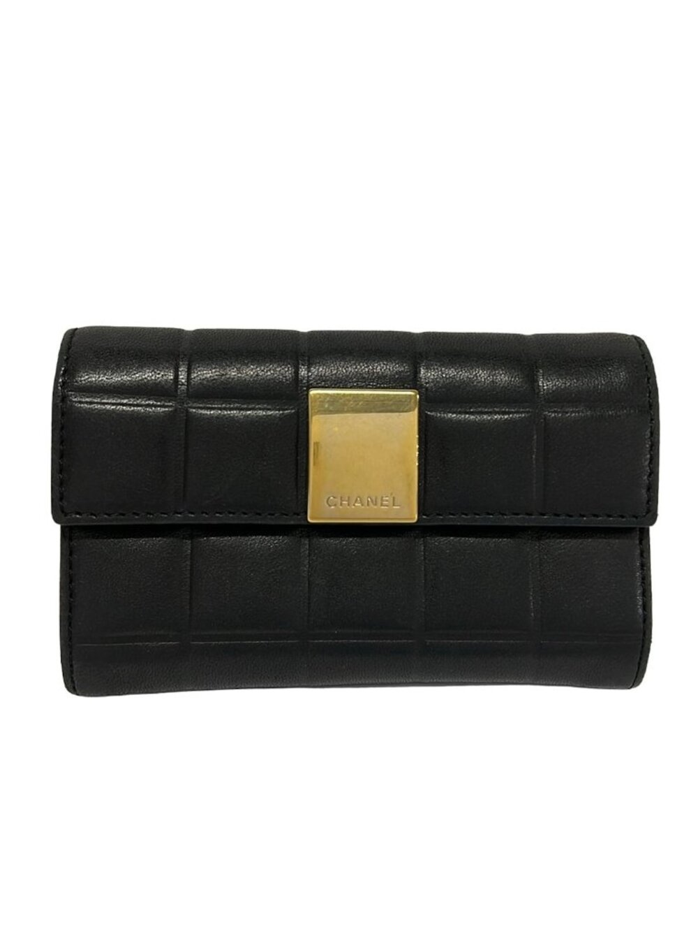 Chanel Coin Purse Choco Bar Black Gold Lambskin